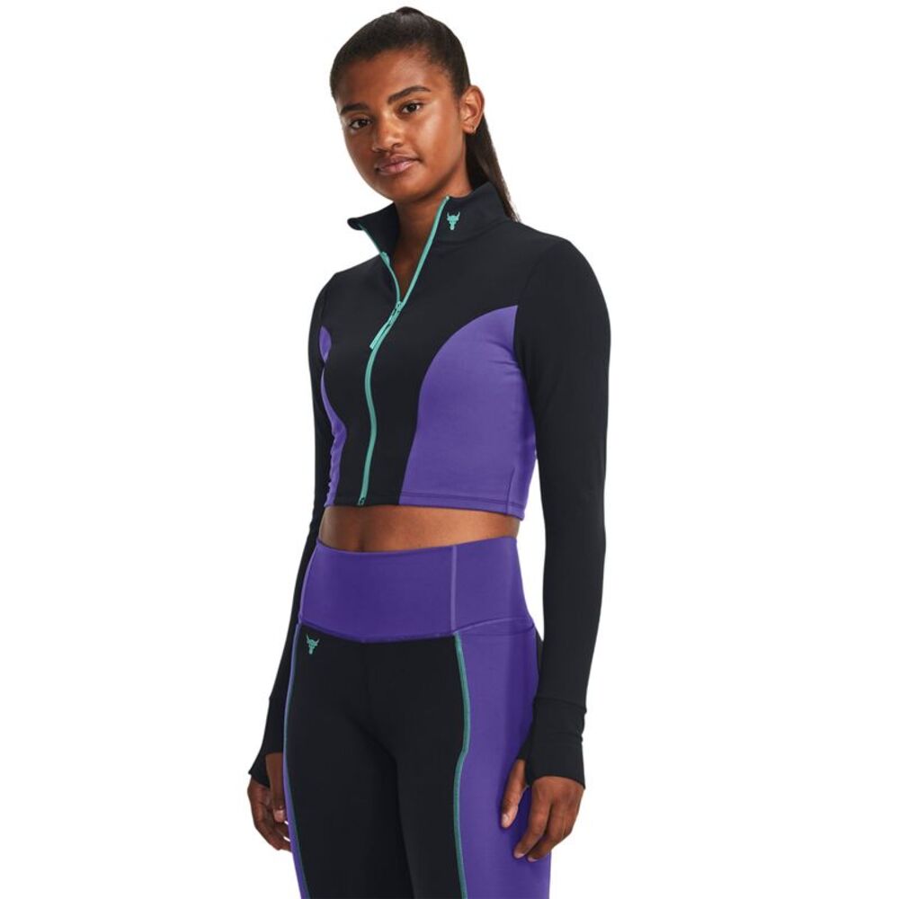 Under Armour Womens/Ladies Project Rock Cropped Gym Jacket / Purple/Black